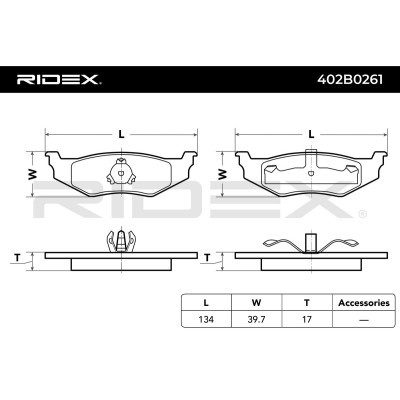 Brake Pads Set RIDEX 402B0261 402B0261 - photo 3
