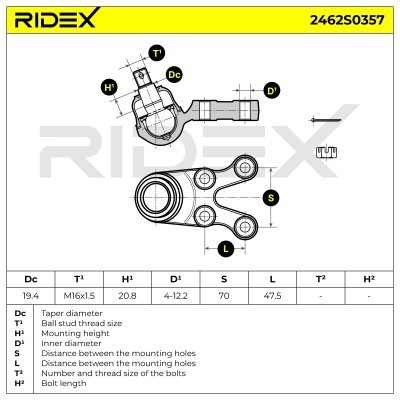 Ball Joint RIDEX 2462S0357 2462S0357 - photo 5
