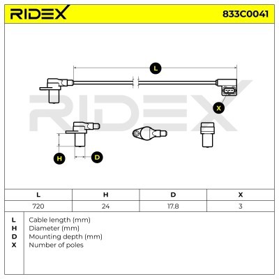 Crankshaft Pulse Sensor RIDEX 833C0041 833C0041 - photo 3