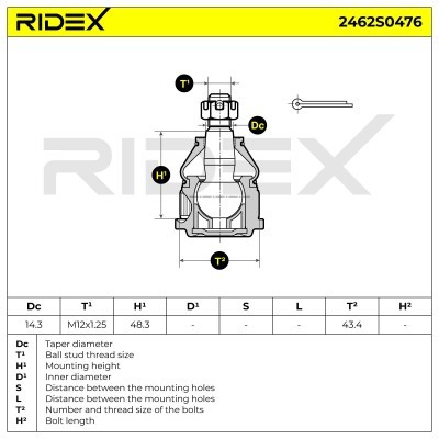 Ball Joint RIDEX 2462S0476 2462S0476 - photo 6