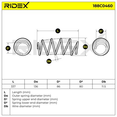 Suspension Spring RIDEX 188C0460 188C0460 - photo 3