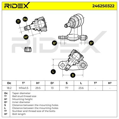 Ball Joint RIDEX 2462S0322 2462S0322 - photo 7