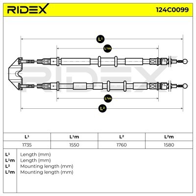 Cable Pull, Parking Brake RIDEX 124C0099 124C0099 - photo 6