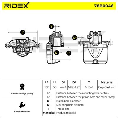 Brake Caliper RIDEX 78B0046 78B0046 - photo 5