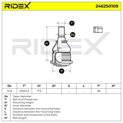 Ball Joint RIDEX 2462S0109 2462S0109 - photo 5
