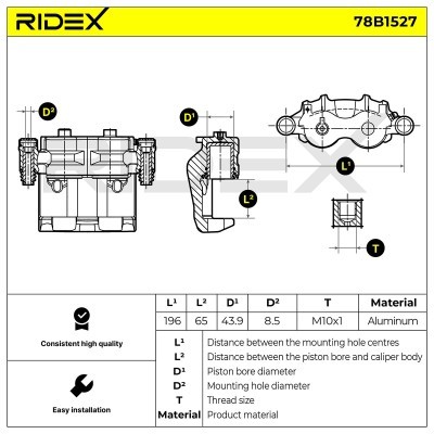 Brake Caliper RIDEX 78B1527 78B1527 - photo 3