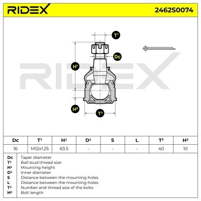 Ball Joint RIDEX 2462S0074 2462S0074 - photo 5