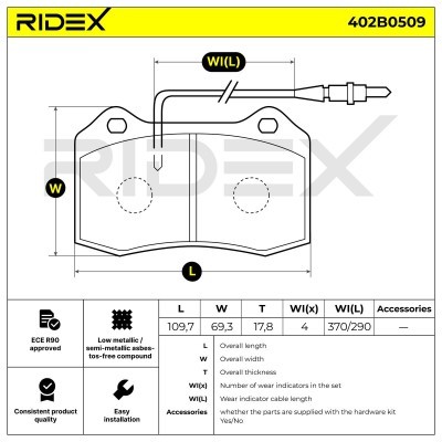 Brake Pads Set RIDEX 402B0509 402B0509 - photo 4