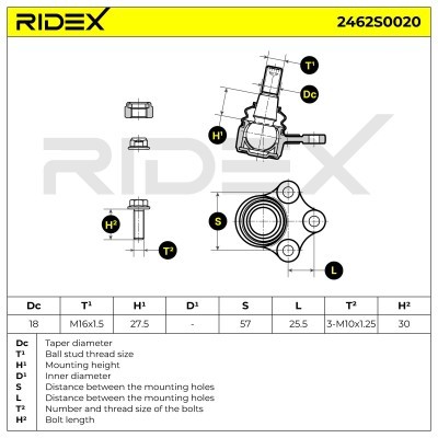 Ball Joint RIDEX 2462S0020 2462S0020 - photo 4