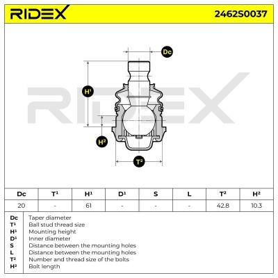 Ball Joint RIDEX 2462S0037 2462S0037 - photo 5