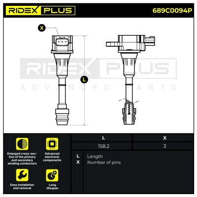 Ignition Coil RIDEX 689C0094P 689C0094P - photo 3