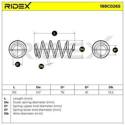 Suspension Spring RIDEX 188C0265 188C0265 - photo 5