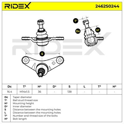 Ball Joint RIDEX 2462S0244 2462S0244 - photo 5