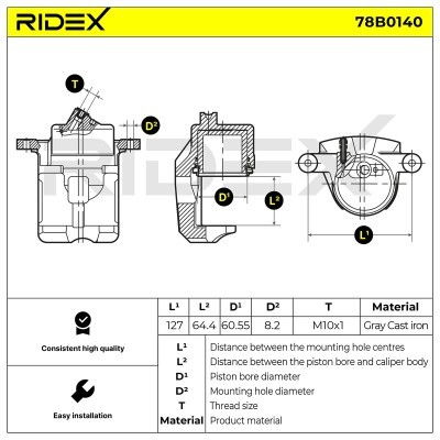 Brake Caliper RIDEX 78B0140 78B0140 - photo 8