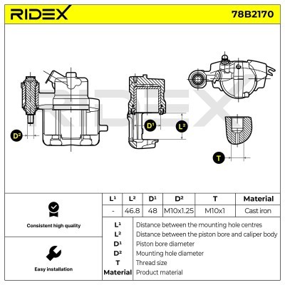 Brake Caliper RIDEX 78B2170 78B2170 - photo 3