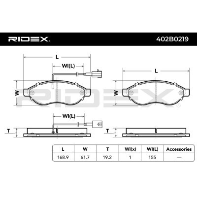 Brake Pads Set RIDEX 402B0219 402B0219 - photo 3