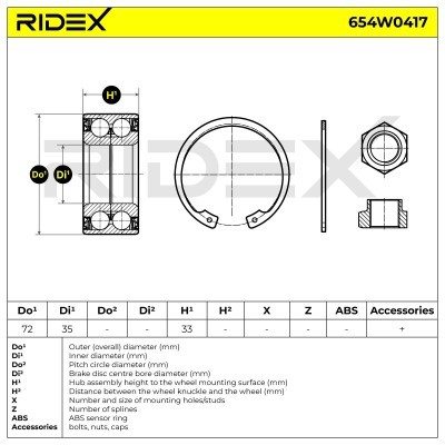 Wheel Bearing RIDEX 654W0417 654W0417 - photo 1