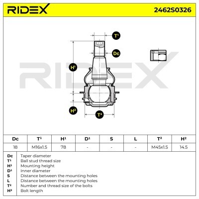 Ball Joint RIDEX 2462S0326 2462S0326 - photo 8