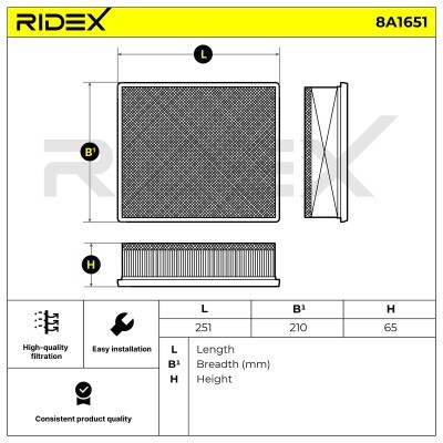 Air Filter RIDEX 8A1651 8A1651 - photo 6