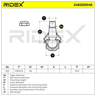 Ball Joint RIDEX 2462S0046 2462S0046 - photo 6