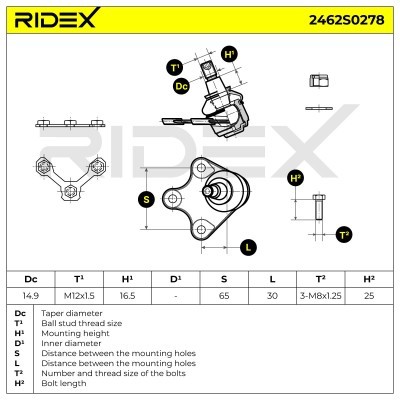 Ball Joint RIDEX 2462S0278 2462S0278 - photo 6