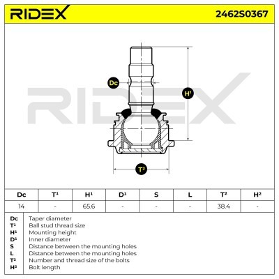 Ball Joint RIDEX 2462S0367 2462S0367 - photo 5