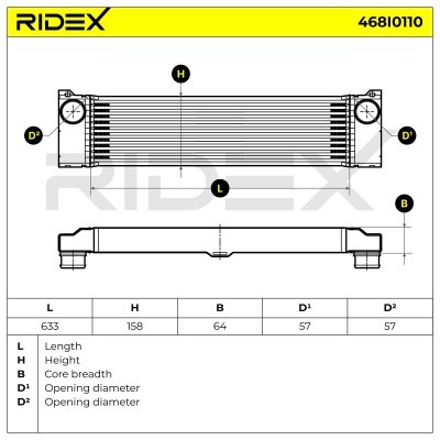 Intercooler, Charger RIDEX 468I0110 468I0110 - photo 5