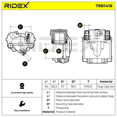 Brake Caliper RIDEX 78B1418 78B1418 - photo 3