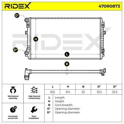 Radiator, Engine Cooling RIDEX 470R0873 470R0873 - photo 6
