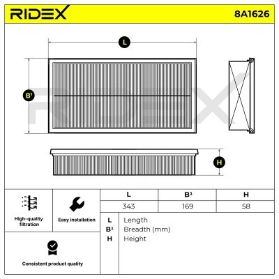 Air Filter RIDEX 8A1626 8A1626 - photo 6
