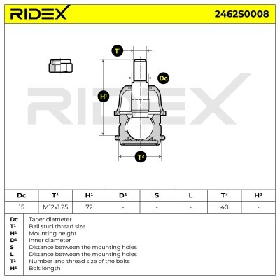 Ball Joint RIDEX 2462S0008 2462S0008 - photo 3