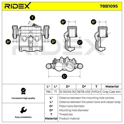 Brake Caliper RIDEX 78B1095 78B1095 - photo 6