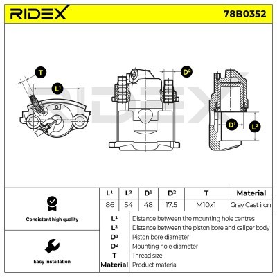 Brake Caliper RIDEX 78B0352 78B0352 - photo 5
