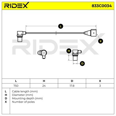 Crankshaft Pulse Sensor RIDEX 833C0034 833C0034 - photo 4