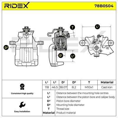 Brake Caliper RIDEX 78B0504 78B0504 - photo 5