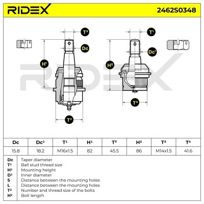Ball Joint RIDEX 2462S0348 2462S0348 - photo 7