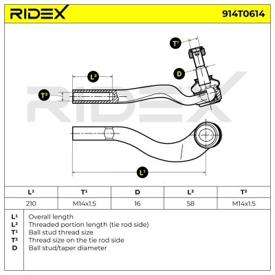 Tie Rod End RIDEX 914T0614 914T0614 - photo 7
