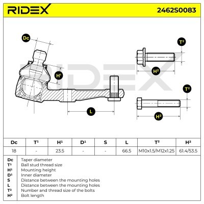 Ball Joint RIDEX 2462S0083 2462S0083 - photo 6