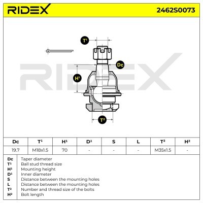 Ball Joint RIDEX 2462S0073 2462S0073 - photo 6
