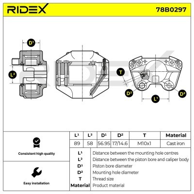 Brake Caliper RIDEX 78B0297 78B0297 - photo 6
