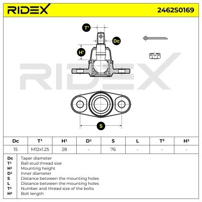 Ball Joint RIDEX 2462S0169 2462S0169 - photo 5