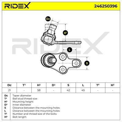 Ball Joint RIDEX 2462S0396 2462S0396 - photo 5