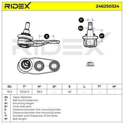 Ball Joint RIDEX 2462S0324 2462S0324 - photo 6