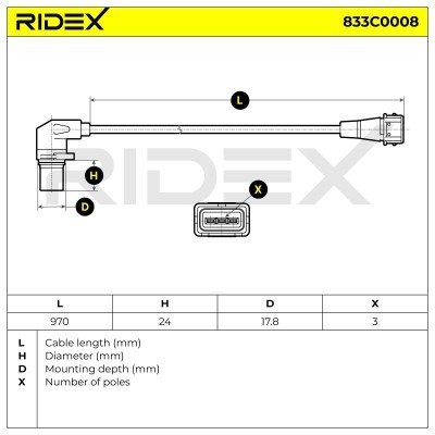 Crankshaft Pulse Sensor RIDEX 833C0008 833C0008 - photo 6