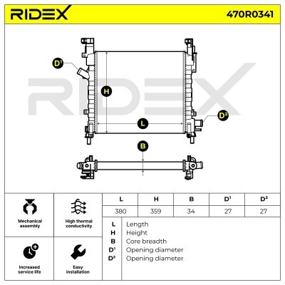Radiator, Engine Cooling RIDEX 470R0341 470R0341 - photo 5