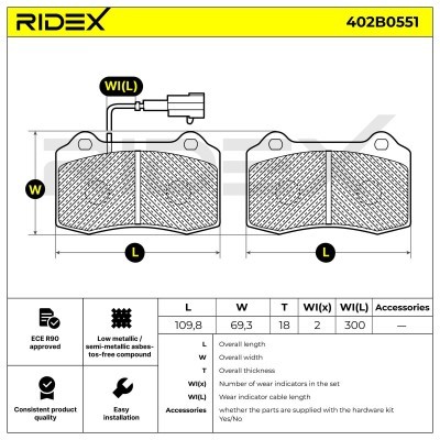 Brake Pads Set RIDEX 402B0551 402B0551 - photo 4
