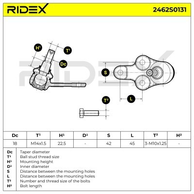 Ball Joint RIDEX 2462S0131 2462S0131 - photo 6