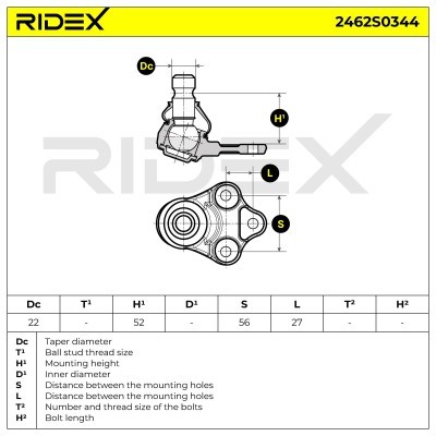 Ball Joint RIDEX 2462S0344 2462S0344 - photo 5