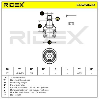 Ball Joint RIDEX 2462S0423 2462S0423 - photo 6
