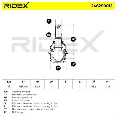 Ball Joint RIDEX 2462S0012 2462S0012 - photo 7